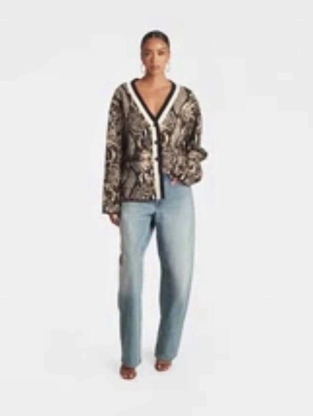 KBB by Kahlana Animal Print V-Neck Cardigan Size Small - Picture 3 of 4